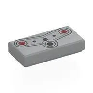 Tile 1 x 2 with Drone Face, Red Color Sensors, Black Distance Sensor Print, Light Bluish Gray