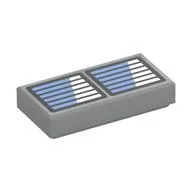 Tile 1 x 2 with Black Grill, Medium Blue/White Shine Print, Light Bluish Gray