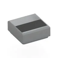 Tile 1 x 1 with Black Rectangle Print, Light Bluish Gray