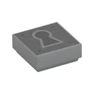 Tile 1 x 1 with Keyhole Print, Light Bluish Gray