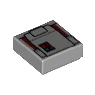 Tile 1 x 1 with Red/Blue Buttons, Pocket Print, Light Bluish Gray