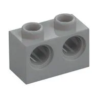 Technic Brick 1 x 2 [2 Pin Holes], Light Bluish Gray