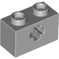 Technic Brick 1 x 2 with Axle Hole Type 1 [+ Opening] and Bottom Pin, Light Bluish Gray
