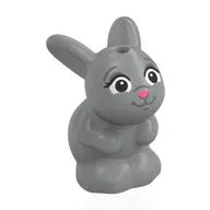 Animal, Rabbit / Bunny Sitting with Dark Bluish Grey Features, Dark Pink Nose Print, Light Bluish Gray