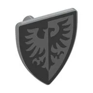 Shield Triangular with Black Falcon and Black Border Print, Light Bluish Gray