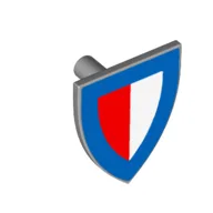 Shield Triangular with Red/Gray Halves and Blue Border Print, Light Bluish Gray