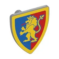 Shield Triangular with Lion Standing Yellow on Blue/Red Halves Background Print, Light Bluish Gray