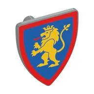 Shield Triangular with Lion Standing Yellow on Blue Background Print, Light Bluish Gray