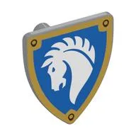 Shield Triangular with White Horse on Blue Field, Gold Border Print, Light Bluish Gray