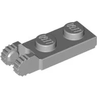 Hinge Plate 1 x 2 Locking with 2 Fingers On End, with Groove, 9 Teeth, Light Bluish Gray