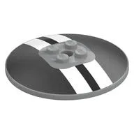 Dish 6 x 6 Inverted (Radar) with White/Black Stripes, Metallic Silver Background Print, Light Bluish Gray