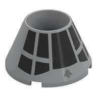 Cone 4 x 4 x 2 Hollow No Studs with Black Cockpit Print, Light Bluish Gray