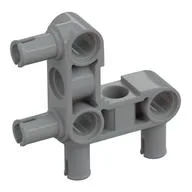 Technic Pin Connector Hub Perpendicular 3 x 3 Bent with 4 Pins (Pin Ridges Along Part), Light Bluish Gray
