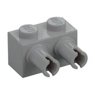 Brick Special 1 x 2 with 2 Pins, Square Pin Holes, Light Bluish Gray
