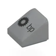 Brick Sloped 30° 1 x 1 x 2/3 with Black BP Logo Print, Light Bluish Gray