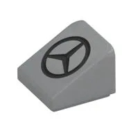 Brick Sloped 30° 1 x 1 x 2/3 with Dark Bluish grey Mercedes Logo Print, Light Bluish Gray