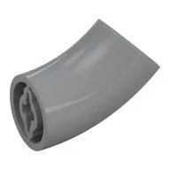 Brick Round 2 x 2 D. Tube with 45° Elbow and Axle Holes (Crossholes) at Each End [LONG], Light Bluish Gray