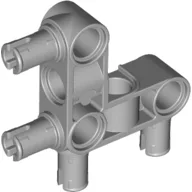 Technic Pin Connector Hub Perpendicular 3 x 3 Bent with 4 Pins (Pin Ridges Across Part), Light Bluish Gray