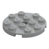 Plate Round 4 x 4 with Pin Hole, Light Bluish Gray