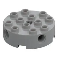 Brick Round 4 x 4 with 4 Side Pin Holes and Center Axle Hole, Light Bluish Gray