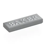 Tile 1 x 3 with 'BAKER' Print, Light Bluish Gray