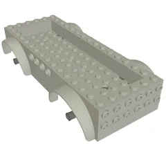 Vehicle Base 8 x 16 with Wheel Arches, Front and Side Studs, and 4 x 14 Recessed Studded Section, 5 Holes, Light Bluish Gray