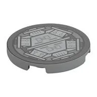 Tile Round 3 x 3 with Airlock Print, Light Bluish Gray