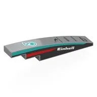 Brick Curved 1 x 6 with White 'EINHELL' On Black Background, Dark Turquoise/Red Stripes on Sides, Black Sponsors Print, Light Bluish Gray