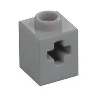 Technic Brick 1 x 1 with Axle Hole, Light Bluish Gray