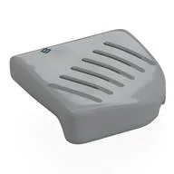 Brick Round, Curved 4 x 4, No Studs with 'B', Dark Bluish Grey Vents Print, Light Bluish Gray