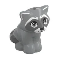 Animal, Raccoon Sitting with Dark Bluish Grey Face, White Nose Print, Light Bluish Gray