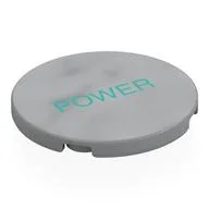 Tile Round 4 x 4 with Dark Turquoise 'POWER' Print, Light Bluish Gray