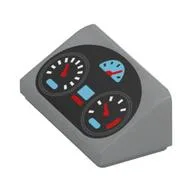 Brick Sloped 30° 1 x 2 x 2/3 with Dashboard, Speedometers Print, Light Bluish Gray