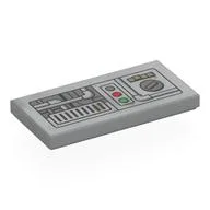 Tile 2 x 4 with Control Panel Print, Light Bluish Gray