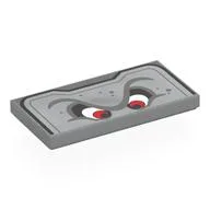 Tile 2 x 4 with Thwomp Face, Top Half, Red Eyes Print, Light Bluish Gray