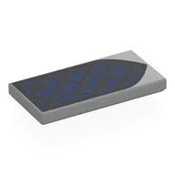 Tile 2 x 4 with Blue Arched Window, Black Lattice Print, Light Bluish Gray