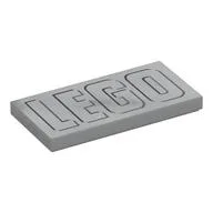 Tile 2 x 4 with 'LEGO' Print, Light Bluish Gray