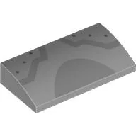 Brick Curved 2 x 4 x 2/3 No Studs with Dark Bluish Grey Shapes, Rivets Print, Light Bluish Gray