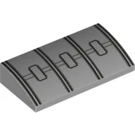 Brick Curved 2 x 4 x 2/3 No Studs with Black Lines and 3 Hatches Print, Light Bluish Gray