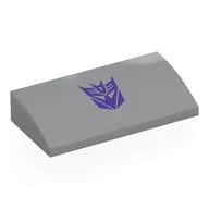 Brick Curved 2 x 4 x 2/3 No Studs with Dark Purple Megatron Symbol Print, Light Bluish Gray