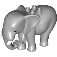 Duplo Animal Elephant, Adult, Stationary Head with Molded Tusks, Rectangle Eyes, Light Bluish Gray