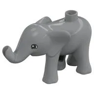 Duplo Animal Elephant Baby Walking with Semicircular Eyes Print, Light Bluish Gray