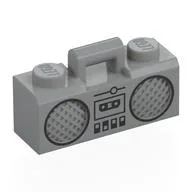 Equipment Radio / Boom Box with Handle and Black Trim Print, Light Bluish Gray