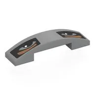 Brick Curved 4 x 1 Double, No Studs with Eyes in Black Rectangles, Dark Tan Eyebrows Print, Light Bluish Gray