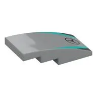 Brick Curved 4 x 2 No Studs with Mercedes Logo, Dark Turquoise/Black Stripes Print, Light Bluish Gray
