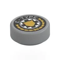 Tile Round 1 x 1 with Jaguar E-Type Logo Print, Light Bluish Gray