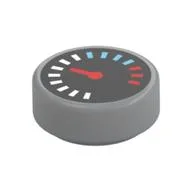 Tile Round 1 x 1 with Gauge Print, Light Bluish Gray