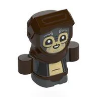 Creature, Anzellan, Dark Brown Hood, Belt, Hands, Tan Face, Laughing Print, Dark Bluish Gray