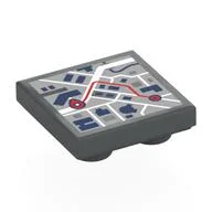 Tile Special 2 x 2 Inverted with Navigation Map Print, Dark Bluish Gray