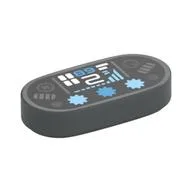 Tile Round 1 x 2 with Racing Steering Controls Print, Dark Bluish Gray